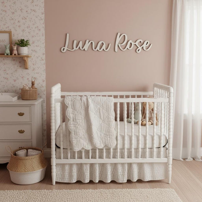 Personalized Wooden Name Sign for Nursery | Custom Baby Name Wall Decor | Laser Cut Birch Wood Sign | Script Nursery Name | 18 24 36 42