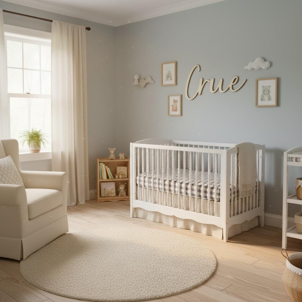 Personalized Wooden Name Sign for Nursery | Custom Baby Name Wall Decor | Laser Cut Birch Wood Sign | Script Nursery Name | 18 24 36 42