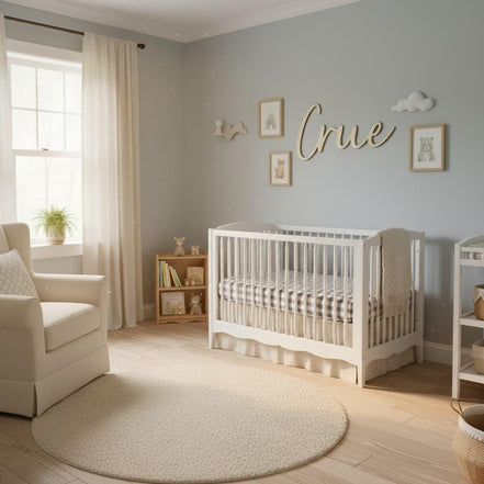 Personalized Wooden Name Sign for Nursery | Custom Baby Name Wall Decor | Laser Cut Birch Wood Sign | Script Nursery Name | 18 24 36 42