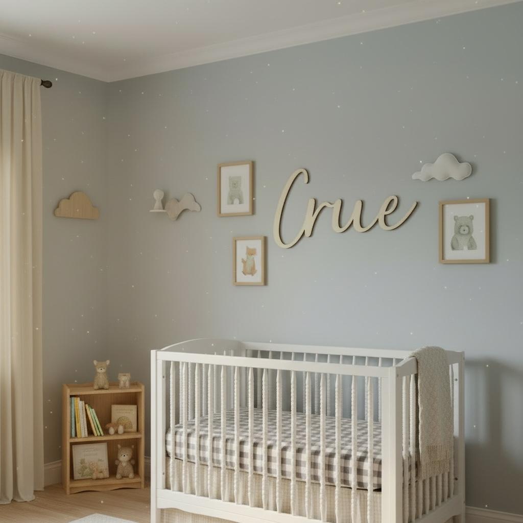 Personalized Wooden Name Sign for Nursery | Custom Baby Name Wall Decor | Laser Cut Birch Wood Sign | Script Nursery Name | 18 24 36 42