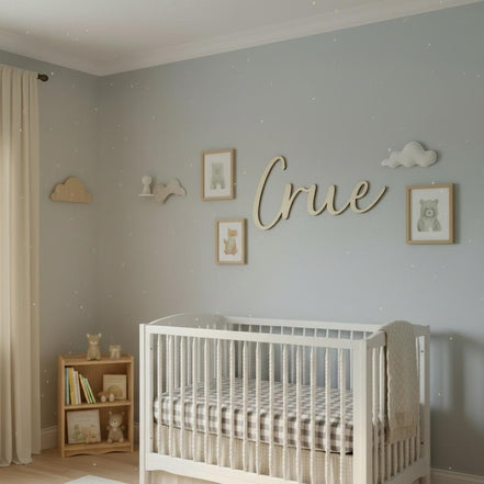 Personalized Wooden Name Sign for Nursery | Custom Baby Name Wall Decor | Laser Cut Birch Wood Sign | Script Nursery Name | 18 24 36 42