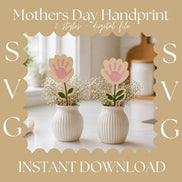 Mothers Day Handprint Flower SVG Bundle | 2 Flower Styles + Blank Hand | Kids Handprint Craft | Laser Cut File | Cricut SVG | Glowforge Mom