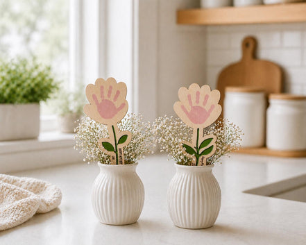 Mothers Day Handprint Flower SVG Bundle | 2 Flower Styles + Blank Hand | Kids Handprint Craft | Laser Cut File | Cricut SVG | Glowforge Mom