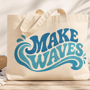 Make Waves SVG PNG, Retro Summer Wave Shirt Design, Beach Tote Bag Graphic, Surf SVG, Summer Vacation Cut File, Cricut Sublimation Design