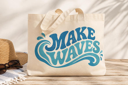 Make Waves SVG PNG, Retro Summer Wave Shirt Design, Beach Tote Bag Graphic, Surf SVG, Summer Vacation Cut File, Cricut Sublimation Design