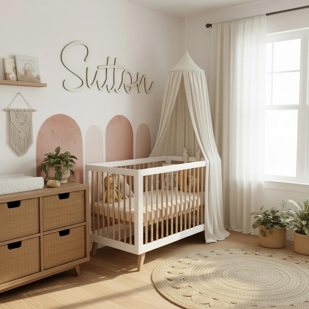 Personalized Wooden Name Sign for Nursery | Custom Baby Name Wall Decor | Laser Cut Birch Wood Sign | Script Nursery Name | 18 24 36