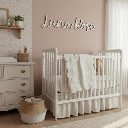 Personalized Wooden Name Sign for Nursery | Custom Baby Name Wall Decor | Laser Cut Birch Wood Sign | Script Nursery Name | 18 24 36 42