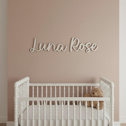 Personalized Wooden Name Sign for Nursery | Custom Baby Name Wall Decor | Laser Cut Birch Wood Sign | Script Nursery Name | 18 24 36 42