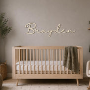 Personalized Wooden Name Sign for Nursery | Custom Baby Name Wall Decor | Laser Cut Birch Wood Sign | Script Nursery Name | 18 24 36