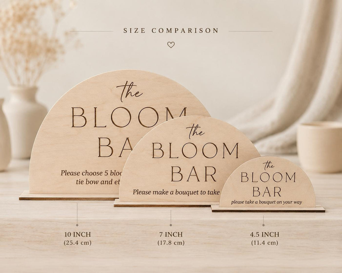 Wooden bloom bar Sign | bar sign | Shower Food Labels | Classic Modern Arched Buffet Sign | Wedding Buffet Signage | Wood bar Label | Floral