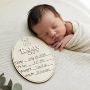 Teddy Bear Birth Stat Sign SVG | Laser Cut Baby Announcement Oval | Newborn Name Sign File | Glowforge LightBurn Ready cutting machine xtool
