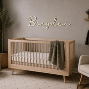 Personalized Wooden Name Sign for Nursery | Custom Baby Name Wall Decor | Laser Cut Birch Wood Sign | Script Nursery Name | 18 24 36