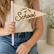 First Last Day School Pennant Flag, Double Sided Photo Prop, Kindergarten Milestone Sign