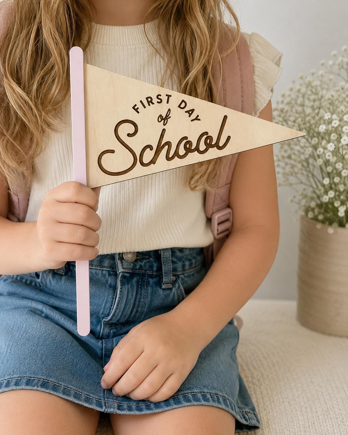 First Last Day School Pennant Flag, Double Sided Photo Prop, Kindergarten Milestone Sign
