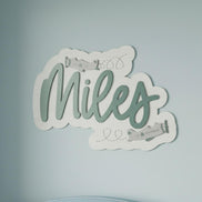 Personalized Airplane Name Sign, Airplane Nursery Decor, Wooden Kids Name Sign, Aviation Wall Decor, Pilot Bedroom Sign, Cloud Name