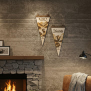 National Park Wood Pennant Flag | Laser Cut Birch National Park Wall Decor | 15 Inch Layered Wood Park Sign | Rustic Cabin Nursery Decor