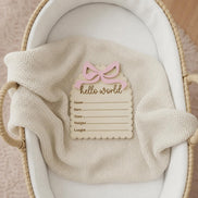 Baby Announcement Sign, Hello World Sign, Wooden Birth Announcement, Newborn Photo Prop, Baby Girl Hospital Announcement