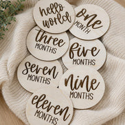 Baby Milestone Discs, Monthly Milestone Signs, Wooden Baby Month Markers, Newborn Photo Props, Hello World Baby Announcement