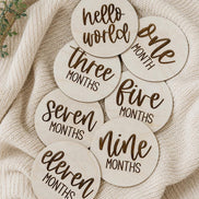 Baby Milestone Discs, Monthly Milestone Signs, Wooden Baby Month Markers, Newborn Photo Props, Hello World Baby Announcement