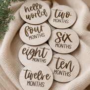 Baby Milestone Discs, Monthly Milestone Signs, Wooden Baby Month Markers, Newborn Photo Props, Hello World Baby Announcement