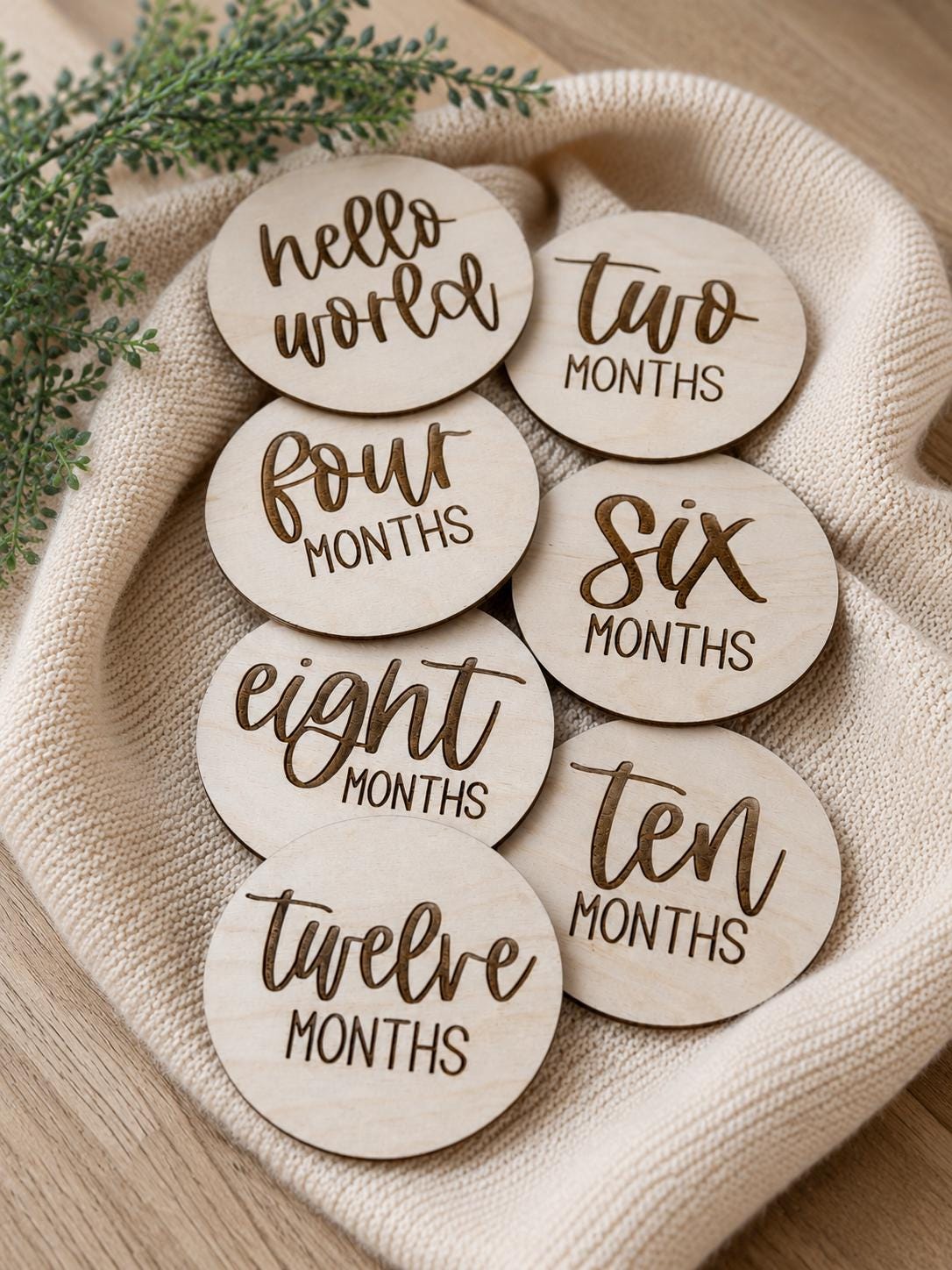 Baby Milestone Discs, Monthly Milestone Signs, Wooden Baby Month Markers, Newborn Photo Props, Hello World Baby Announcement