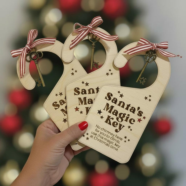 Santa Magic Key Door Hanger, Santa Key for No Chimney, Christmas Eve Tradition, Wooden Santa Key, Kids Christmas Keepsake