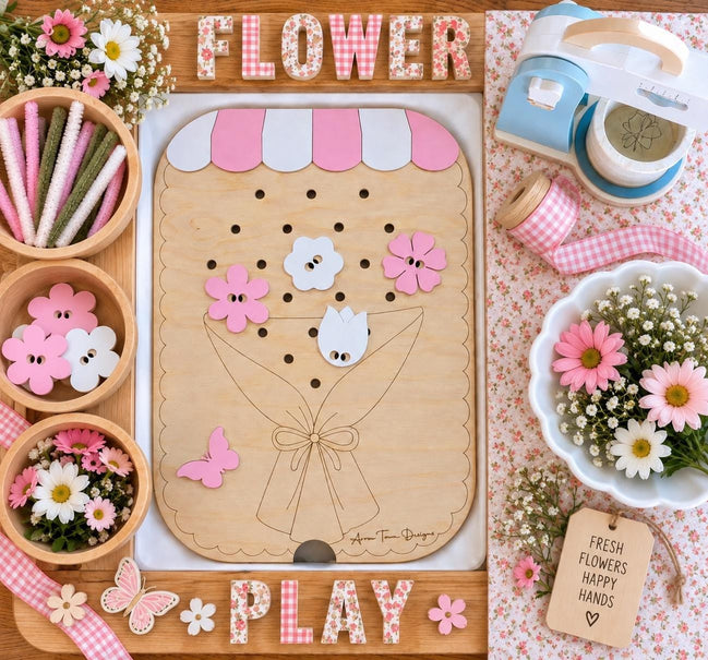 Flower Sensory Bin Insert for IKEA Trofast, FLISAT Table Insert, Montessori Flower Activity, Spring Sensory Play, Fine Motor Toy