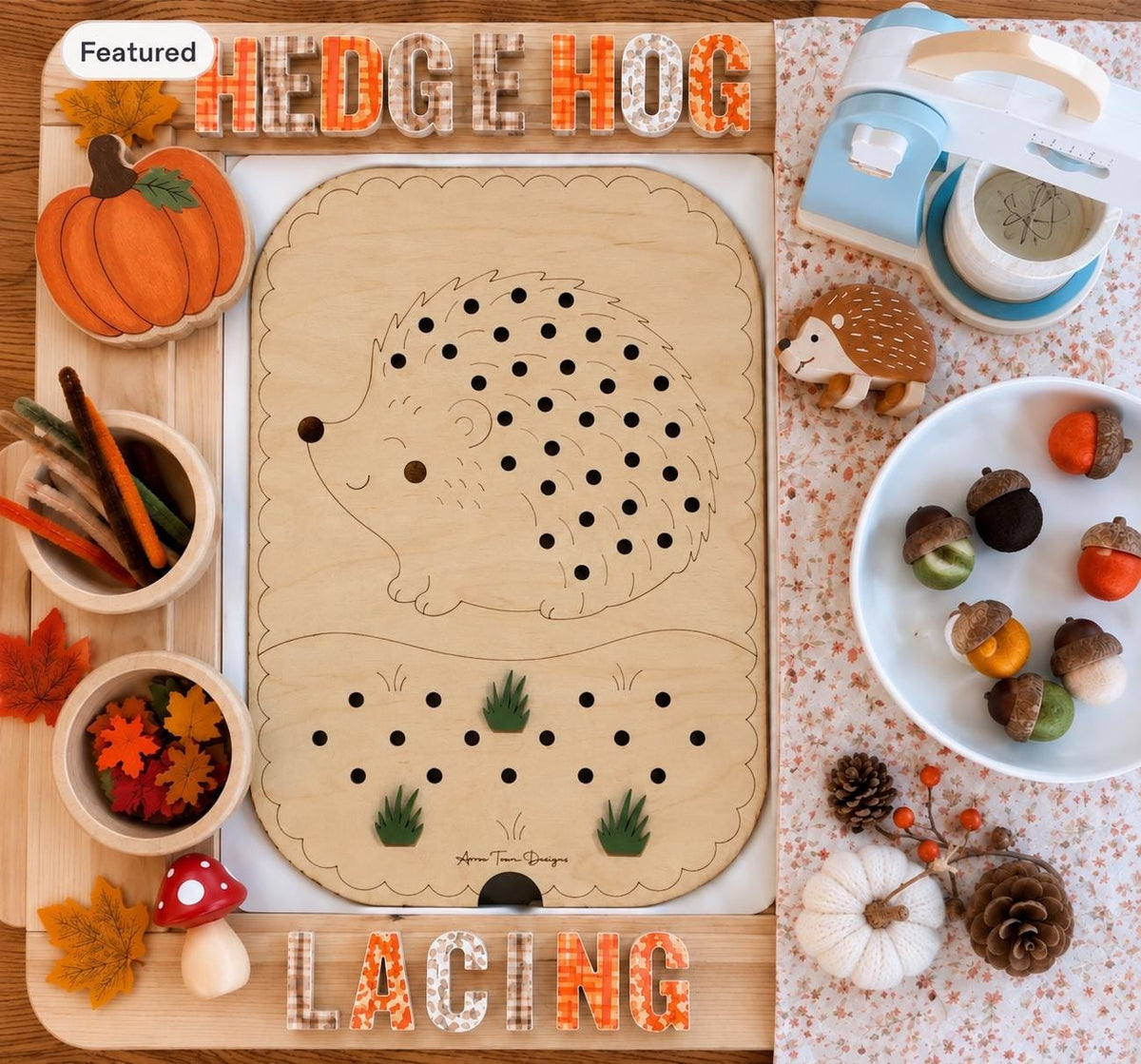Hedgehog Sensory Bin Insert for IKEA Trofast | Montessori Fall Activity | Pipe Cleaner Fine Motor Toy | Autumn Sensory Table Insert