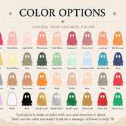 Ghost-tag acrylic color chart showing solid, metallic and glitter choices with labeled swatches.