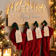 Stocking Holder | Merry Christmas | Custom Stocking display | Wood Stocking Sign | Fireplace | Christmas decor | Christmas village