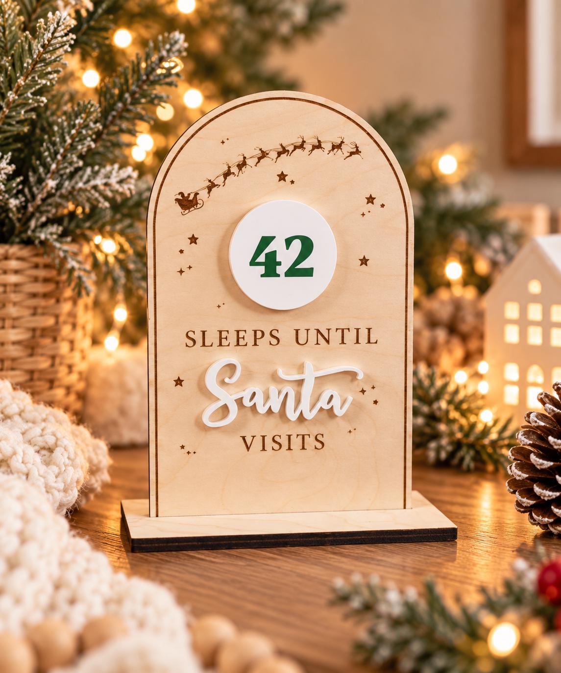 sleeps until Santa visits | Santa countdown | Christmas Countdown Sign | Advent Sign | Dry Erase | Santa Countdown