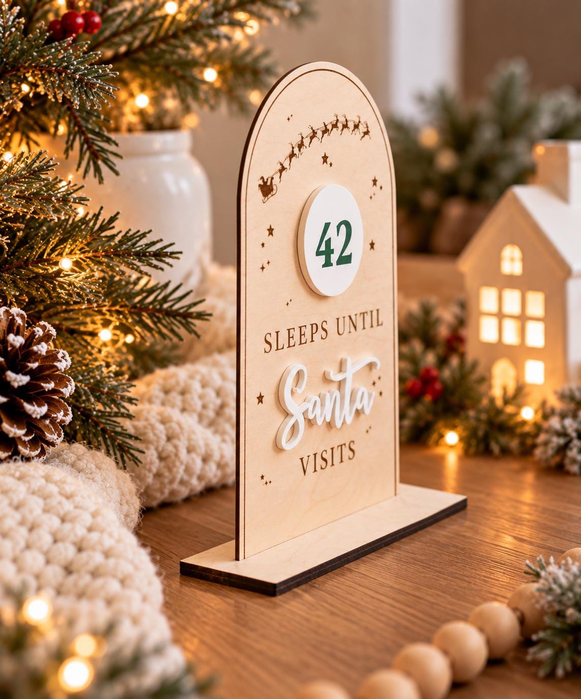 sleeps until Santa visits | Santa countdown | Christmas Countdown Sign | Advent Sign | Dry Erase | Santa Countdown