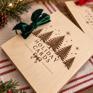 Wood Christmas Card Holder Book, Holiday Card Keepsake