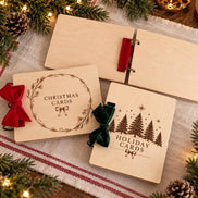 Wood Christmas Card Holder Book, Holiday Card Keepsake