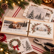 Wood Christmas Card Holder Book, Holiday Card Keepsake