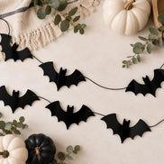 Black Bat Garland, Halloween Bat Garland, Acrylic Bat Banner, Halloween Mantel Decor, Spooky Garland, Halloween Party Decor