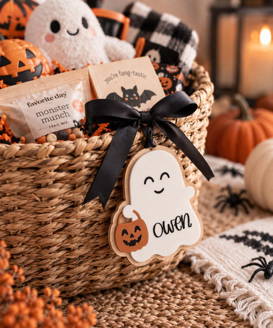 Personalized Boo Basket Tag, Halloween Ghost Name Tag, Kids Trick or Treat Basket Tag, Custom Halloween Gift