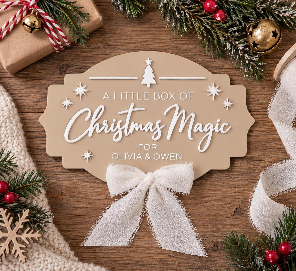 Personalized Christmas Crate Sign, Acrylic Christmas Eve Box Plaque, Custom Kids Christmas Decor