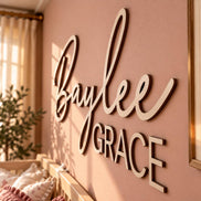 Personalized Wooden Name Sign for Nursery | Custom Baby Name Wall Decor | Laser Cut Birch Wood Sign | Script Nursery Name | 36 42 50