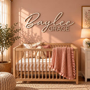 Personalized Wooden Name Sign for Nursery | Custom Baby Name Wall Decor | Laser Cut Birch Wood Sign | Script Nursery Name | 36 42 50
