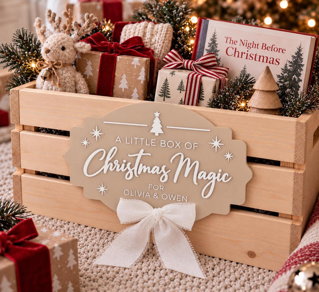 Personalized Christmas Crate Sign, Acrylic Christmas Eve Box Plaque, Custom Kids Christmas Decor