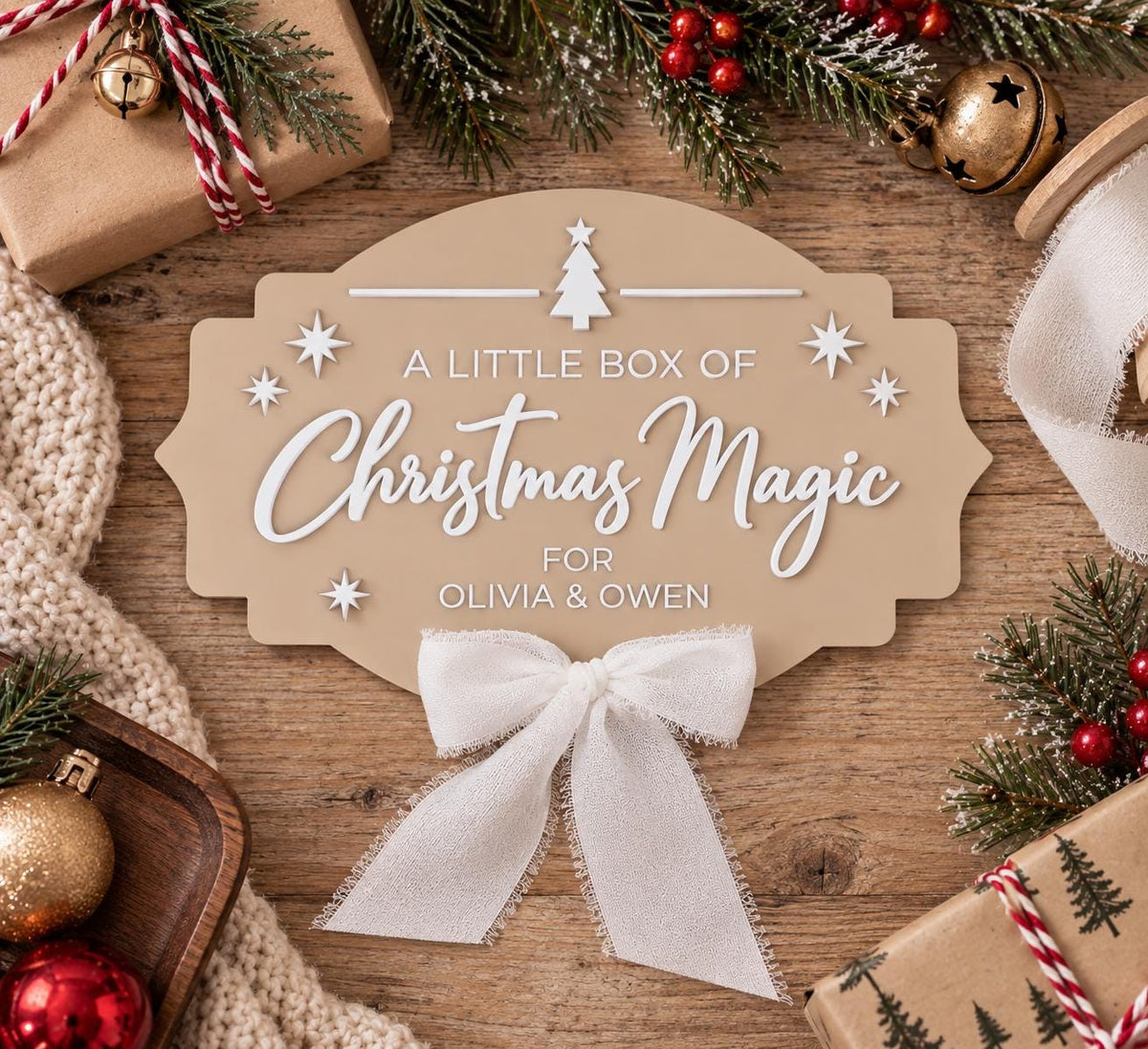 Personalized Christmas Crate Sign, Acrylic Christmas Eve Box Plaque, Custom Kids Christmas Decor