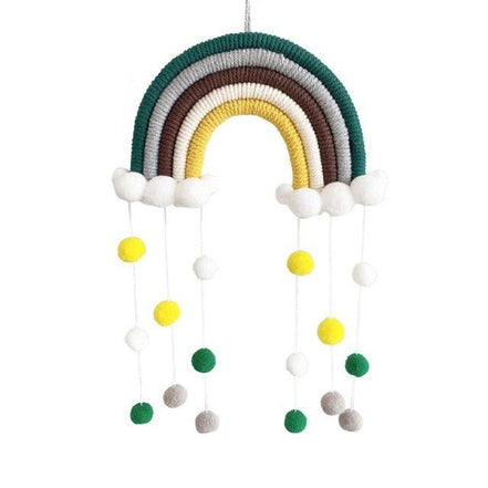 Room Decoration Handmade Woven Cotton Rope Rainbow Hanging Decoration Rainbow with Pom Pom Ball Wall Hanging Garlands for Kids Room Baby Shower Party Supplies Wall Hanging Decor With Felt Ball Photo Props