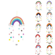 Room Decoration Handmade Woven Cotton Rope Rainbow Hanging Decoration Rainbow with Pom Pom Ball Wall Hanging Garlands for Kids Room Baby Shower Party Supplies Wall Hanging Decor With Felt Ball Photo Props
