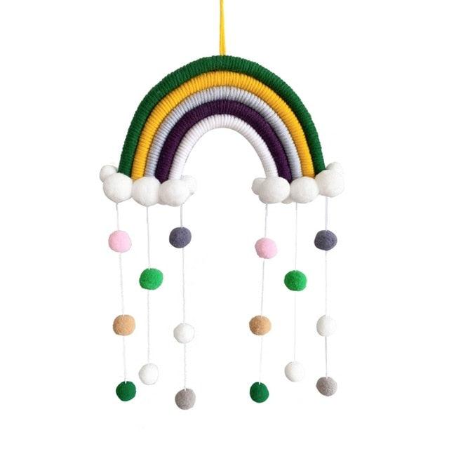 Room Decoration Handmade Woven Cotton Rope Rainbow Hanging Decoration Rainbow with Pom Pom Ball Wall Hanging Garlands for Kids Room Baby Shower Party Supplies Wall Hanging Decor With Felt Ball Photo Props