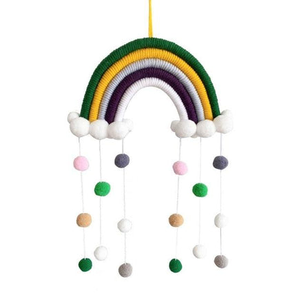Room Decoration Handmade Woven Cotton Rope Rainbow Hanging Decoration Rainbow with Pom Pom Ball Wall Hanging Garlands for Kids Room Baby Shower Party Supplies Wall Hanging Decor With Felt Ball Photo Props