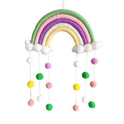 Room Decoration Handmade Woven Cotton Rope Rainbow Hanging Decoration Rainbow with Pom Pom Ball Wall Hanging Garlands for Kids Room Baby Shower Party Supplies Wall Hanging Decor With Felt Ball Photo Props