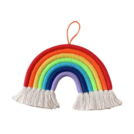 Room Decoration Handmade Woven Cotton Rope Rainbow Hanging Decoration Rainbow with Pom Pom Ball Wall Hanging Garlands for Kids Room Baby Shower Party Supplies Wall Hanging Decor With Felt Ball Photo Props
