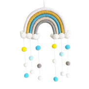 Room Decoration Handmade Woven Cotton Rope Rainbow Hanging Decoration Rainbow with Pom Pom Ball Wall Hanging Garlands for Kids Room Baby Shower Party Supplies Wall Hanging Decor With Felt Ball Photo Props