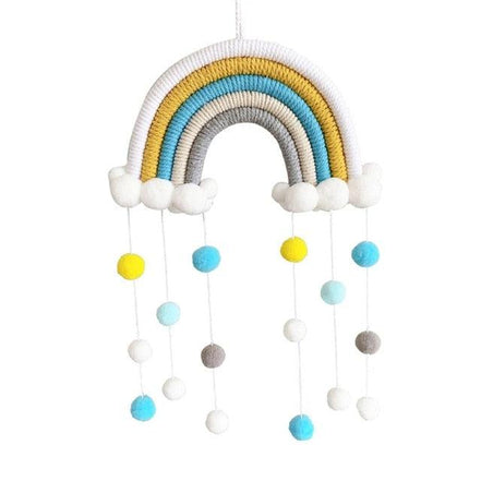 Room Decoration Handmade Woven Cotton Rope Rainbow Hanging Decoration Rainbow with Pom Pom Ball Wall Hanging Garlands for Kids Room Baby Shower Party Supplies Wall Hanging Decor With Felt Ball Photo Props